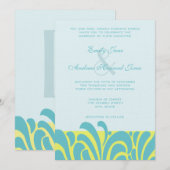 スパイシーアクアライム スワールパターン ウェディング招待状 招待状 (正面/裏面)