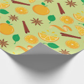 スパイシーシナモンオレンジのシームレスな秋感謝祭 ラッピングペーパー (角)
