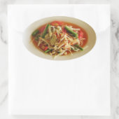 スパイシーパパイヤサラダ[ソムタム] ...タイ料理 楕円形シール (バッグ)
