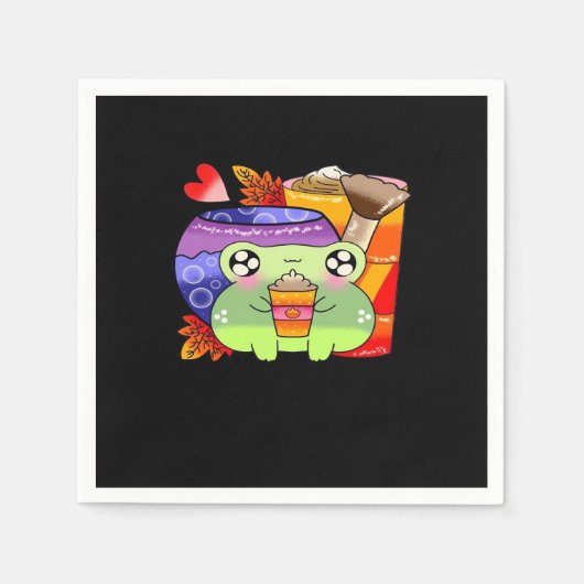 スパイシーパンプキンラテ秋シーズンクラシック スタンダードカクテルナプキン (正面)