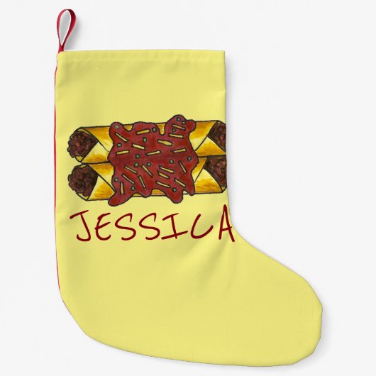 スパイシービーンチーズエンチラダスメキシコ料理グルメ スモールクリスマスストッキング (正面)
