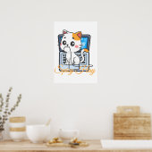 スパイシーヘイをかじる面白い猫のかわいいアート ポスター (キッチン)