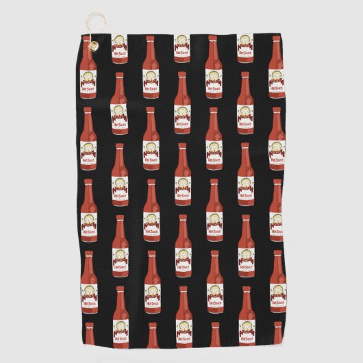 スパイシーホットソースサルサピカンテキャットマラカス柄 ゴルフタオル (正面)