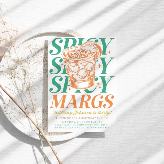 スパイシーマーモダングスブライトマーガリータ30歳の誕生日 招待状
