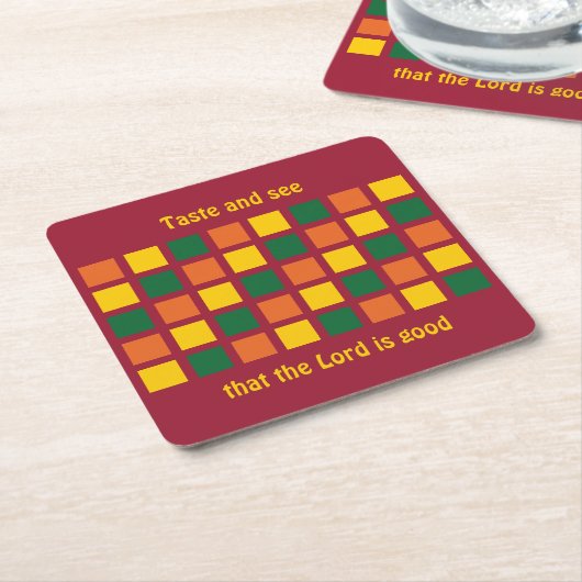 スパイシーモダンカラーズジオメトリックスクウェアカスタム スクエアペーパーコースター (アングル)