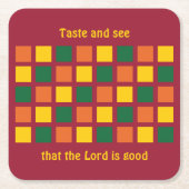 スパイシーモダンカラーズジオメトリックスクウェアカスタム スクエアペーパーコースター (正面)