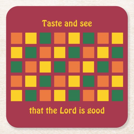 スパイシーモダンカラーズジオメトリックスクウェアカスタム スクエアペーパーコースター (正面)