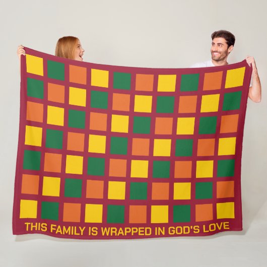 スパイシーモダンカラーズジオメトリックスクウェアファミリー秋 フリースブランケット (インサイチュ)