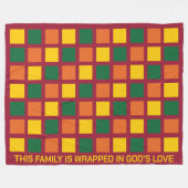 スパイシーモダンカラーズジオメトリックスクウェアファミリー秋 フリースブランケット (正面(横))