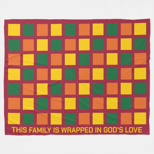 スパイシーモダンカラーズジオメトリックスクウェアファミリー秋 フリースブランケット (正面(横))