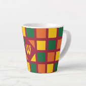 スパイシーモダンカラーズジオメトリックスクウェアモノグラム カフェラテマグ (右アングル)