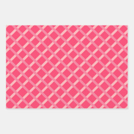 スパイシーモダンレッドピンク幾何学模様 ラッピングペーパーシート
