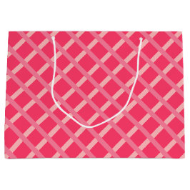 スパイシーモダンレッドピンク幾何学模様 ラージペーパーバッグ