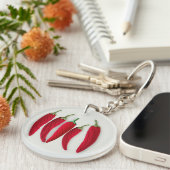 スパイシーモダンレッドミニマルクロシェJalapeno名 キーホルダー (正面右)