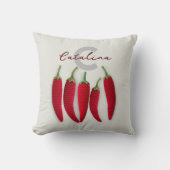 スパイシーモダンレッドミニマルクロシェJalapeno名 クッション (正面)