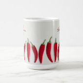スパイシーモダンレッドミニマルクロシェJalapeno名 コーヒーマグカップ (中央)