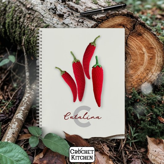 スパイシーモダンレッドミニマルクロシェJalapeno名 ノートブック