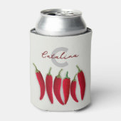 スパイシーモダンレッドミニマルクロシェJalapeno名 缶クーラー (缶正面)
