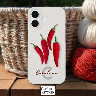 スパイシーモダンレッドミニマルクロシェJalapeno名 iPhone 16ケース