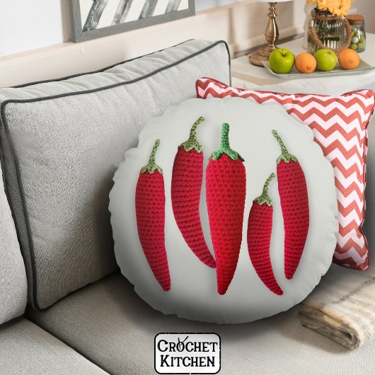 スパイシーレッドクロシェミニマルジャラピーノニットクラフツ ラウンドクッション