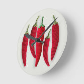 スパイシーレッドクロシェミニマルジャラピーノニットクラフツ ラウンド壁時計 (傾斜)