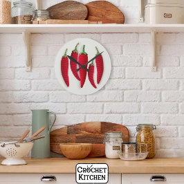 スパイシーレッドクロシェミニマルジャラピーノニットクラフツ ラウンド壁時計