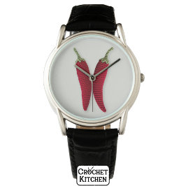 スパイシーレッドクロシェミニマルジャラピーノニットクラフツ 腕時計