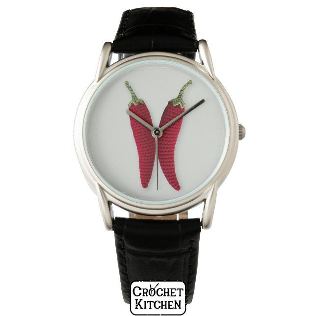 スパイシーレッドクロシェミニマルジャラピーノニットクラフツ 腕時計 (クリエイターアップロード済み)
