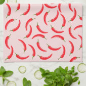 スパイシーレッドチリパターン キッチンタオル (折り畳み)