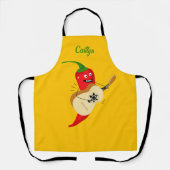 スパイシーレッドチリ遊ペッパーのギターおもしろい エプロン (正面)
