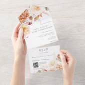 スパイシー秋ラスト&赤面ボホフローラQRコード オールインワン招待状 (貼ってはがせる)