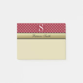 スパイシー鮮やかレッドホワイト水玉模様モノグラム50ピース ポストイット (正面)