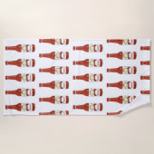 スパイシー!白にマラカスの入ったホットソースパターン猫 ビーチタオル (正面)