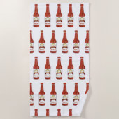 スパイシー!白にマラカスの入ったホットソースパターン猫 ビーチタオル (正面)