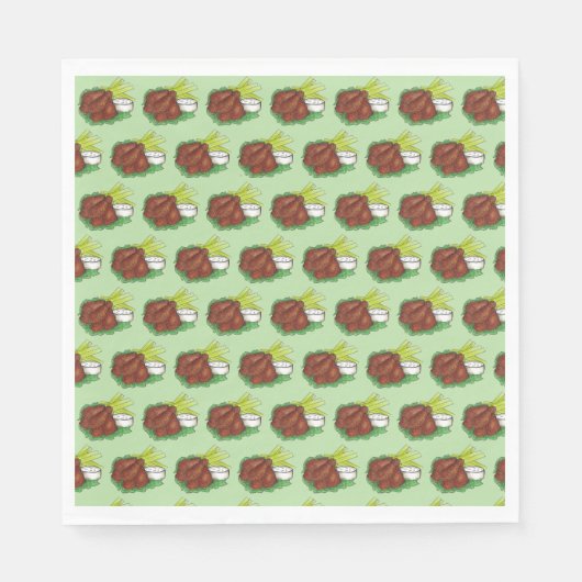 スパイシーBBQバッファローチキンウィングズテールゲートパーティー スタンダードランチョンナプキン (正面)