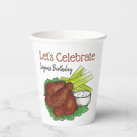 スパイシーBBQバッファローチキンウイングテールゲートビッグゲーム 紙コップ (正面)