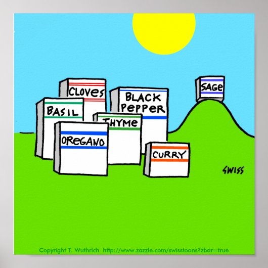 スパイスおもしろいズ明るい漫画カラフルキッチン ポスター (正面)