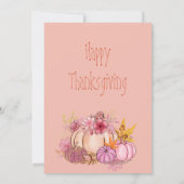 スパイスと素敵なピンクのカボチャ感謝祭ディナー 招待状 (裏面)