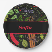 スパイスのパターン名ブラック ペーパープレート (正面)