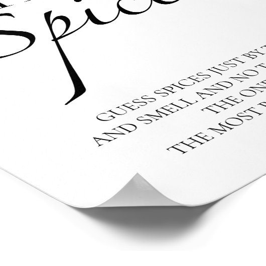 スパイスのブライダルシャワーゲームのサインを当てる ポスター (角)