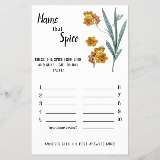 スパイスの名前 – オレンジフラワー チラシ (正面)