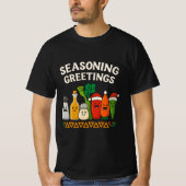 スパイスの挨拶 面白いシェフ クリスマス デザイン Tシャツ (正面)