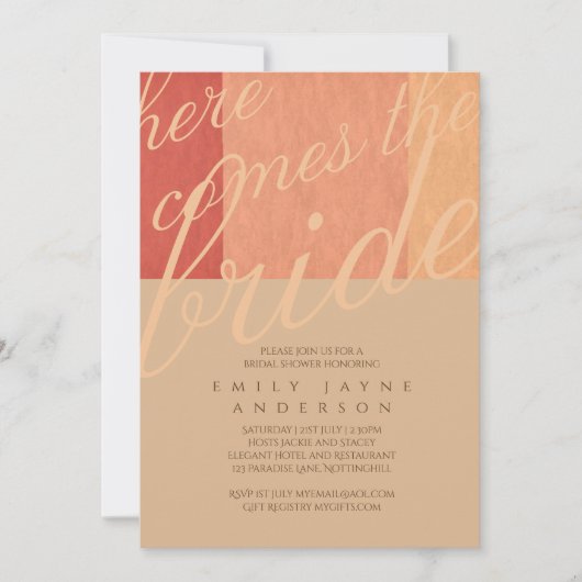 スパイスはニースタイポグラフィブライダルシャワー モダン 招待状 (正面)