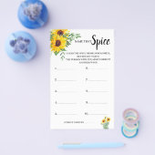 スパイスひまわり花ブライダルシャワーゲームカード チラシ (シングル)