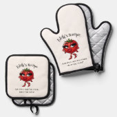 スパイスを加え、タイマーは無視 - 面白くて生意気な 鍋つかみ&鍋敷きセット (正面/裏面)