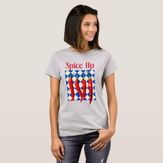 スパイスを効かせた大胆な唐辛子デザイン Tシャツ (正面フル)