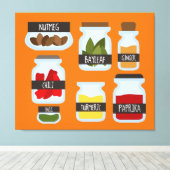 スパイスカラフルジャー料理スタイル キャンバスプリント (インサイチュ (ウッドフロア))