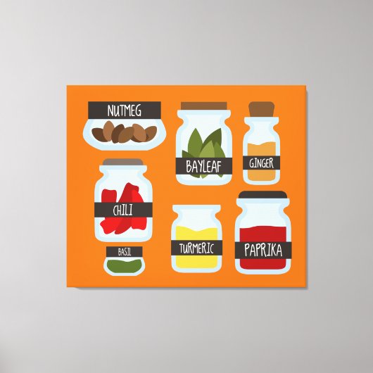 スパイスカラフルジャー料理スタイル キャンバスプリント (正面)