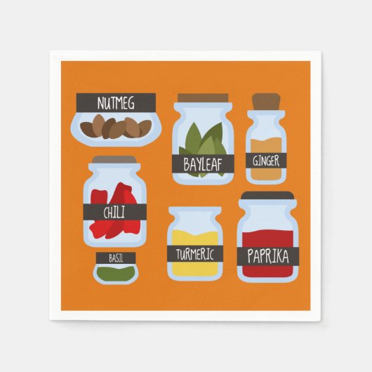 スパイスカラフルジャー料理スタイル スタンダードカクテルナプキン (正面)