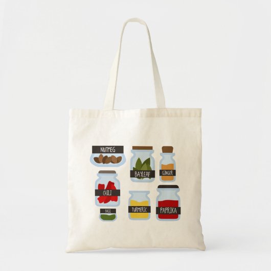 スパイスカラフルジャー料理スタイル トートバッグ (正面)